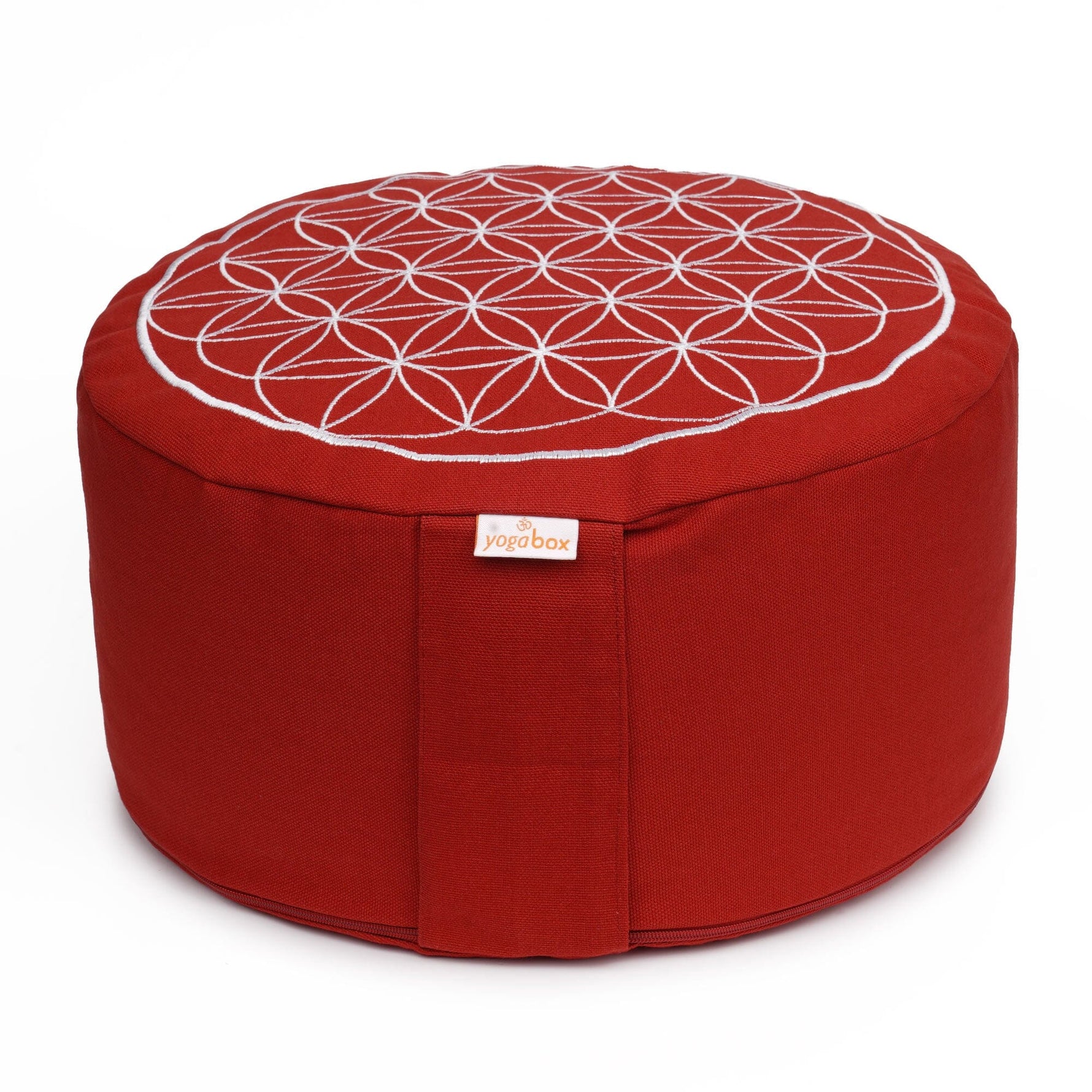 Meditationskissen Glückssitz® Blume des Lebens bordeaux Buchweizenschalen 33 x 33 x 15 cm