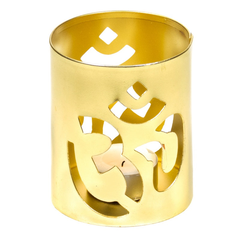 Teelichthalter OM gold 9 x 7.5 cm Om