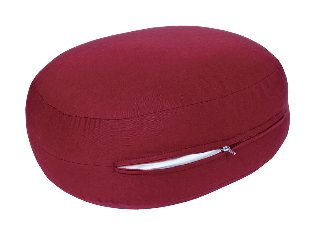 Glückssitz® Yogakissen OVAL - regional hergestellt bordeuax 30 x 23 x 15 cm Buchweizenschalen