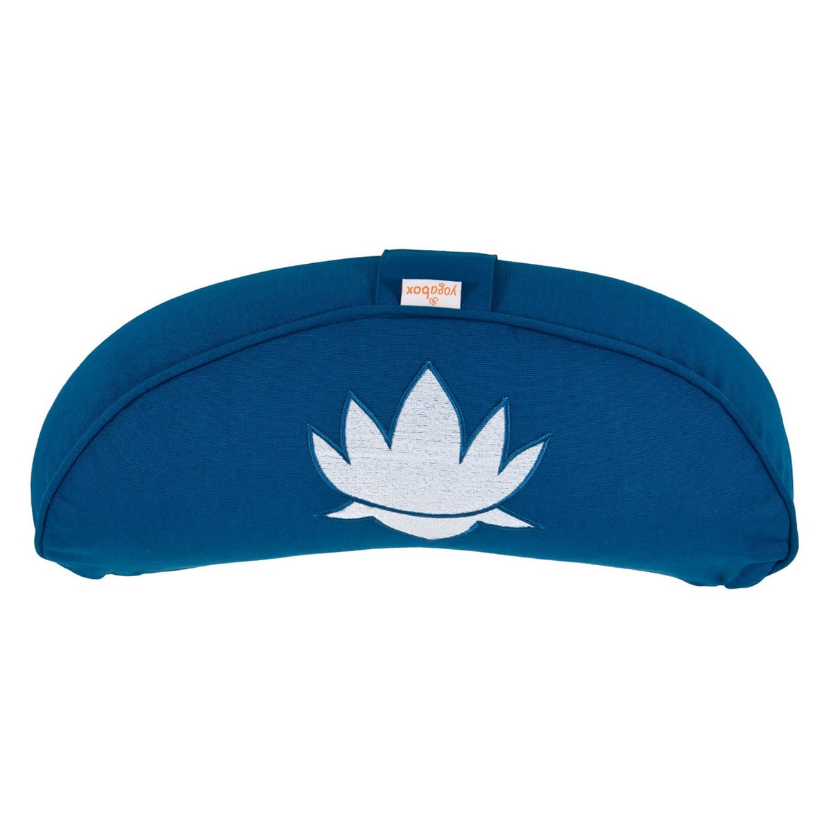 Yogakissen Halbmond BASIC Lotus Stick weiß petrol 40 x 17 x 12 cm Buchweizenschalen