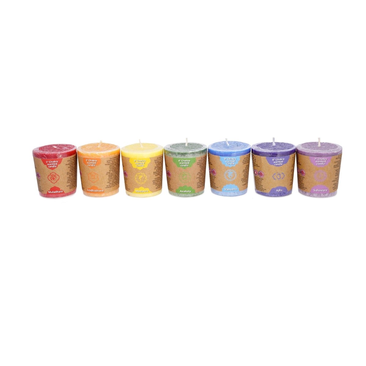7 Chakra Stearin Duftkerzen - YOVANA GmbH • yogabox.de