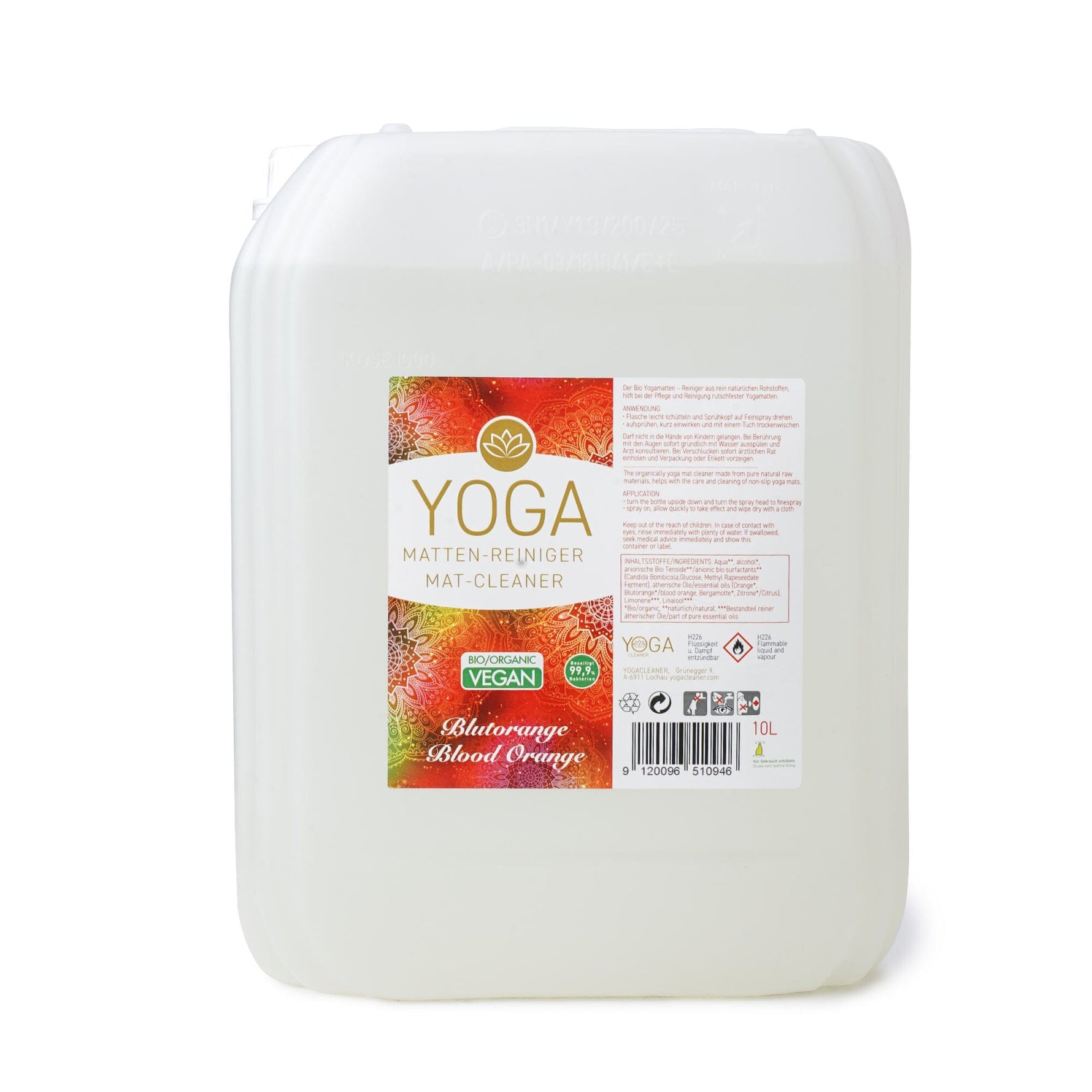 Bio-zertifizierter Yogamattenreiniger Blutorange 10 l 