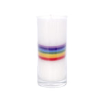 Chakra Kerze weiß Chakra Bogen (multicolor)