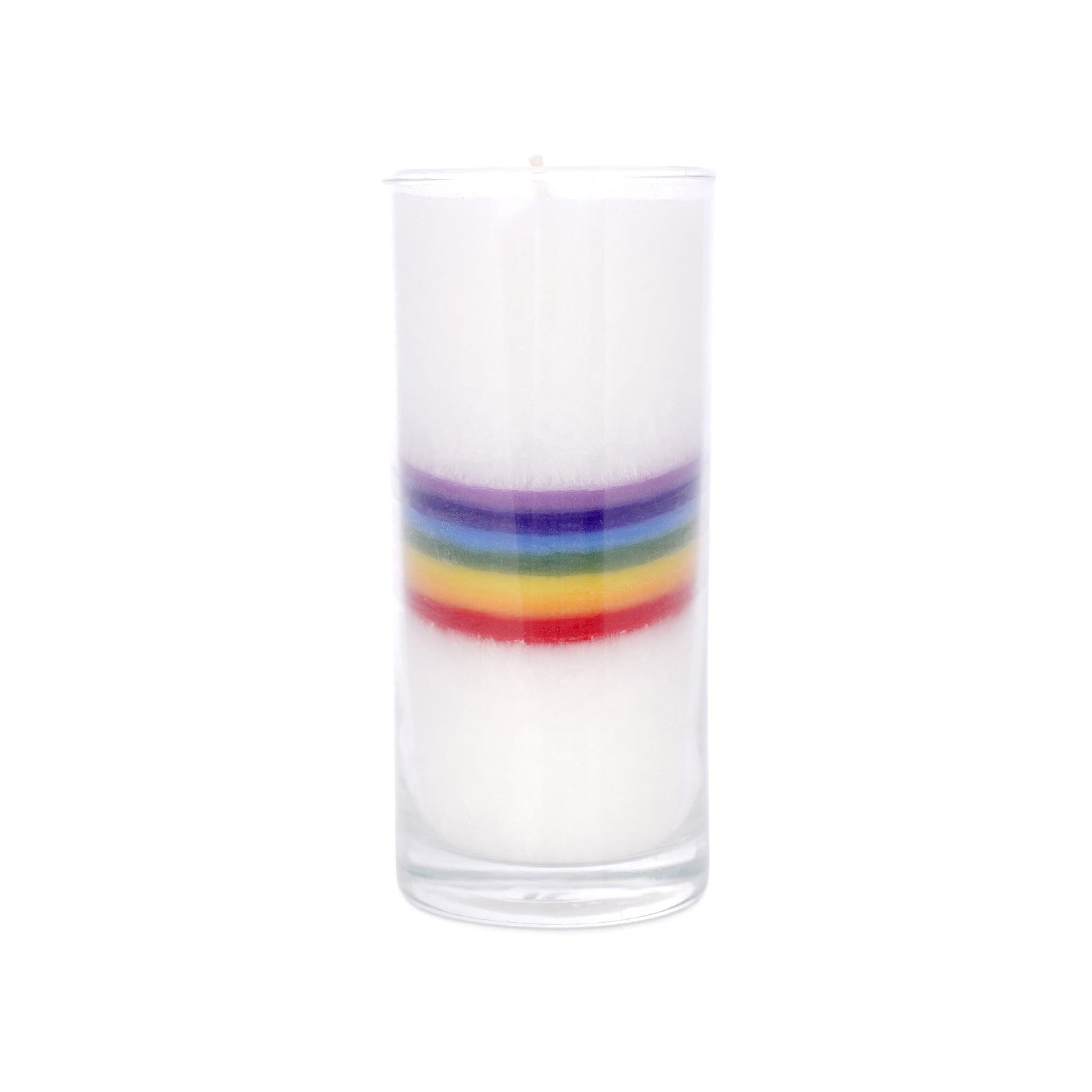 Chakra Kerze weiß Chakra Bogen (multicolor)