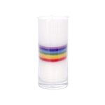 Chakra Kerze weiß Chakra Bogen (multicolor) - YOVANA GmbH • yogabox.de
