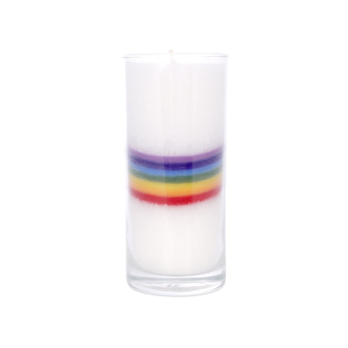 Chakra Kerze weiß Chakra Bogen (multicolor) - YOVANA GmbH • yogabox.de