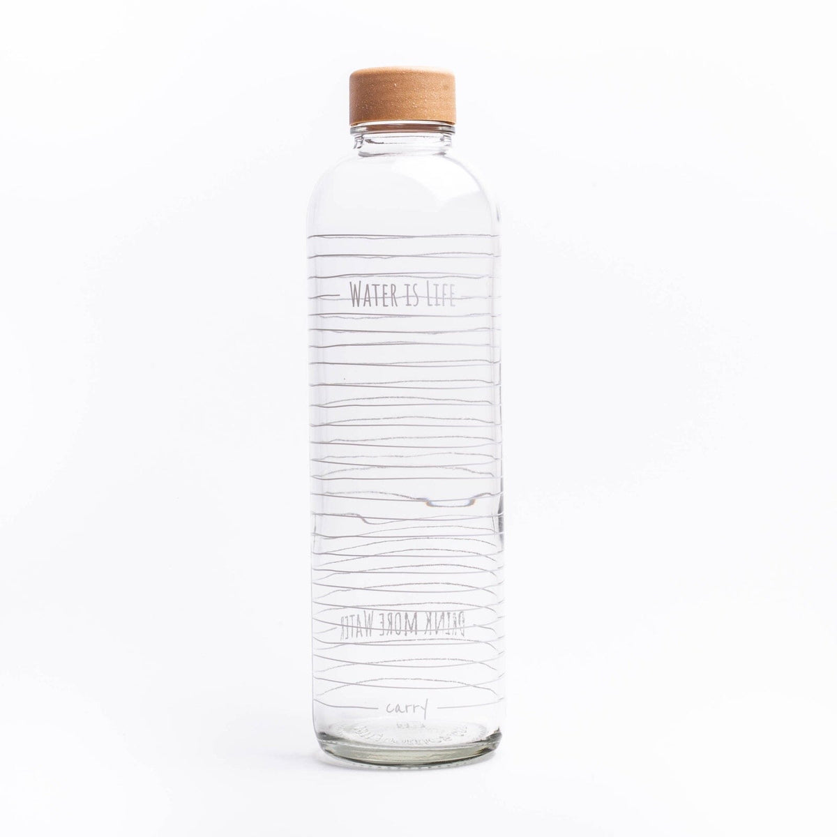 Glastrinkflasche CARRY durchsichtig 1,0 L Water Is Life