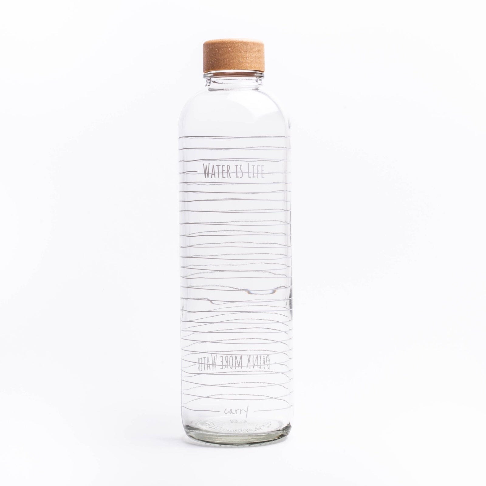 Glastrinkflasche CARRY durchsichtig 1,0 L Water Is Life