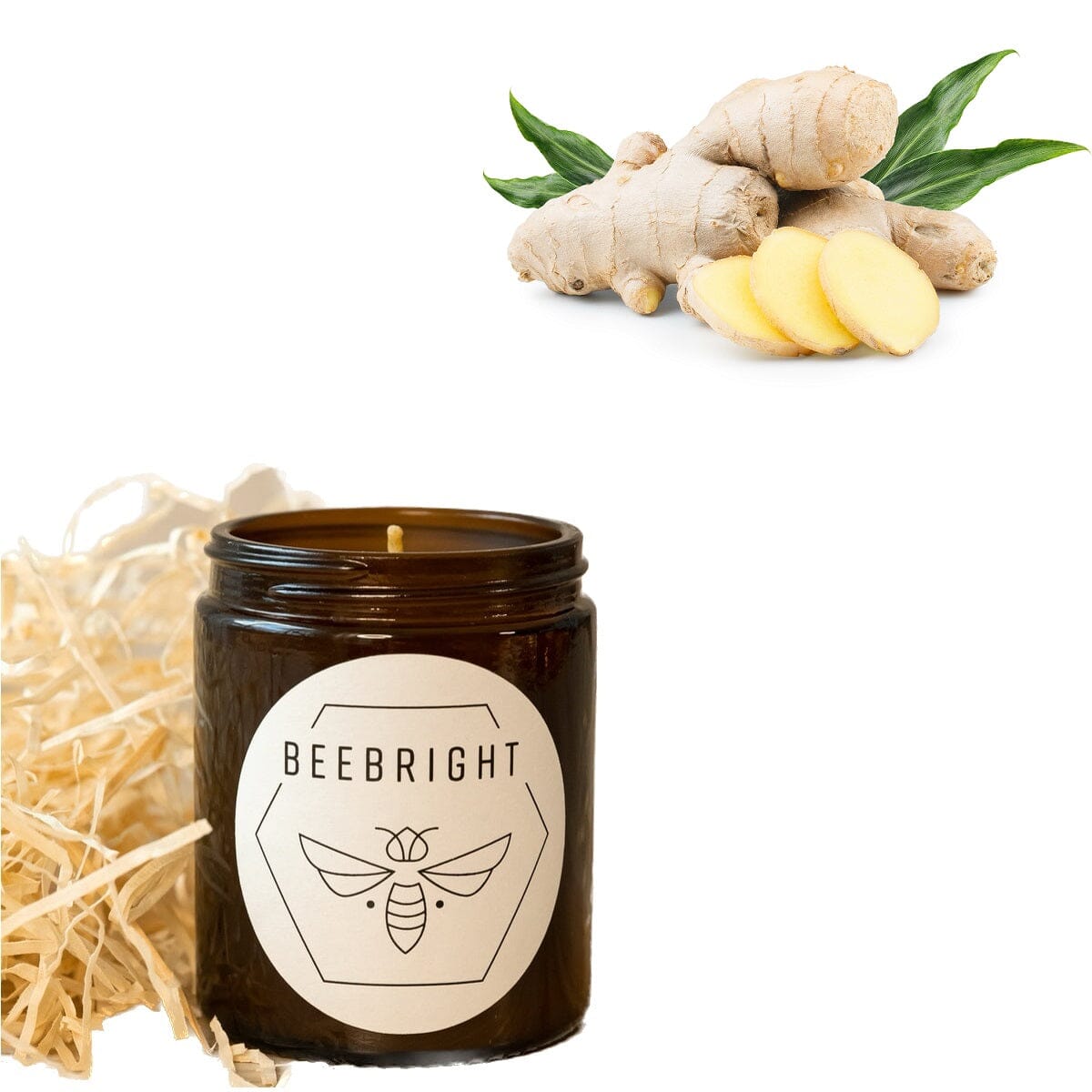 Handgemachte Bienenwachskerze - regional hergestellt Ginger bienenwachsgelb 9 x 4,5 cm