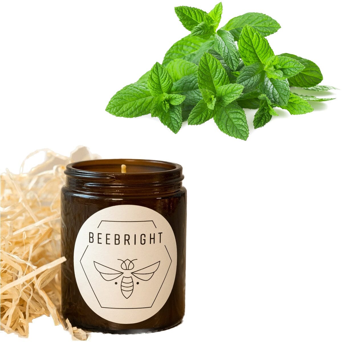 Handgemachte Bienenwachskerze - regional hergestellt Pfefferminze bienenwachsgelb 9 x 4,5 cm