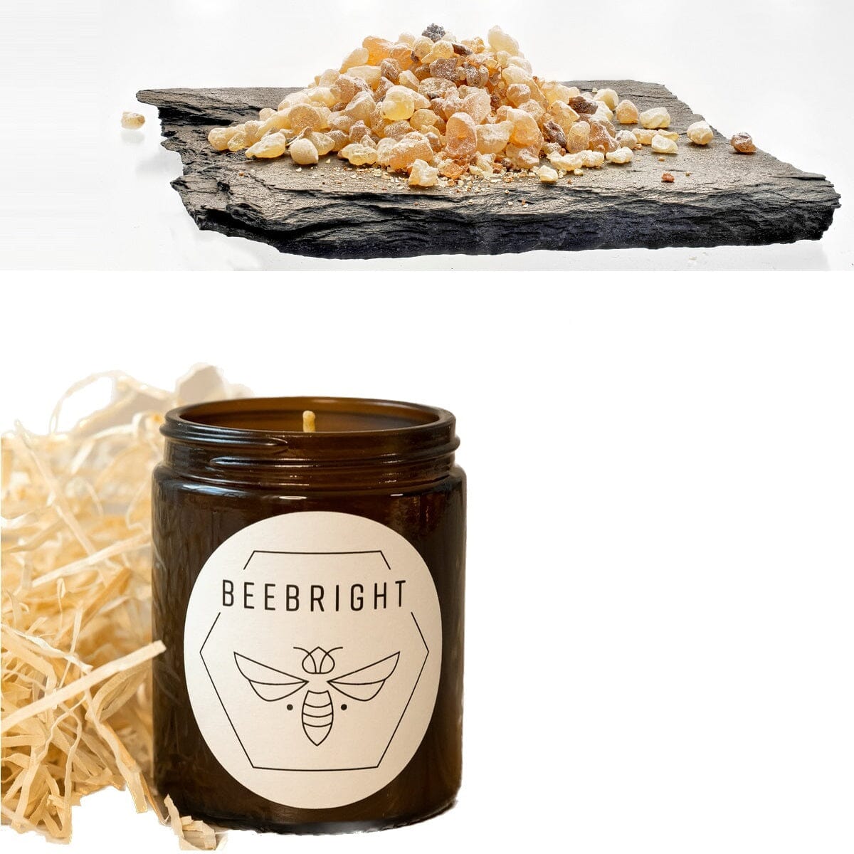 Handgemachte Bienenwachskerze - regional hergestellt Weihrauch bienenwachsgelb 9 x 4,5 cm