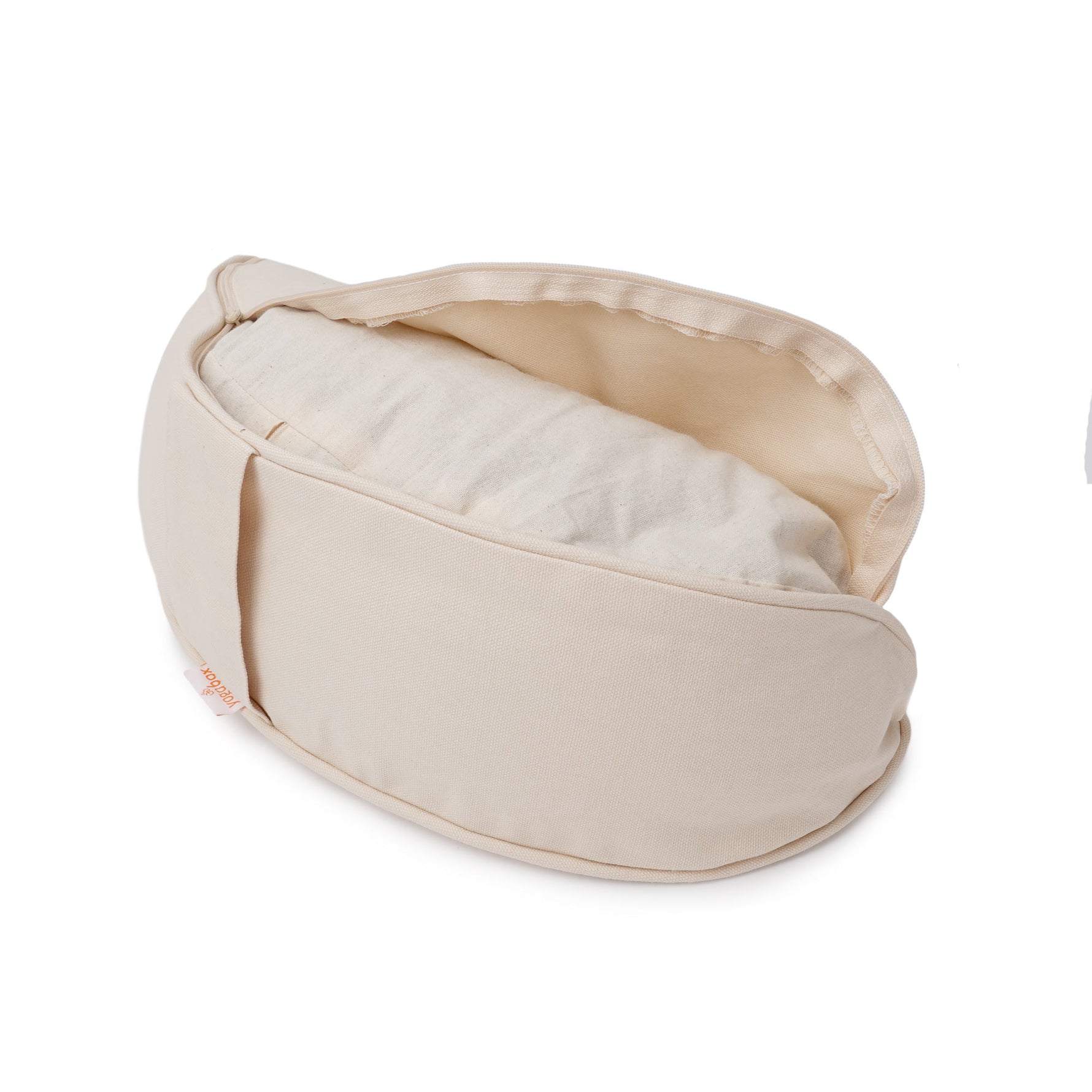 Yogakissen Halbmond BASIC Lotus Stick weiß natur 40 x 17 x 12 cm Buchweizenschalen
