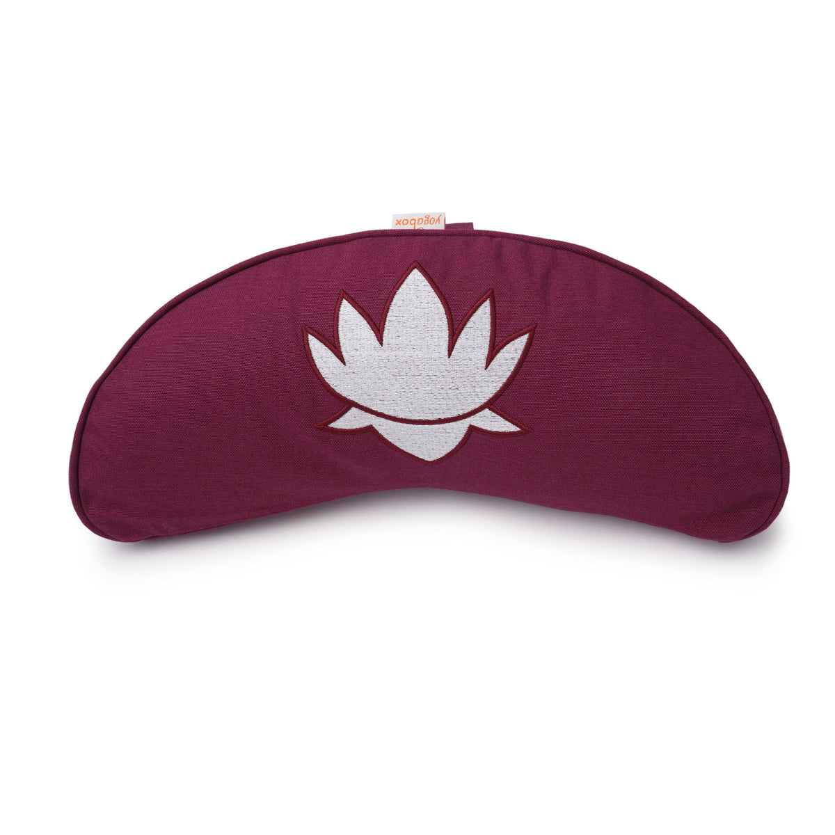 Yogakissen Halbmond BASIC Lotus Stick weiß aubergine 40 x 17 x 12 cm Buchweizenschalen