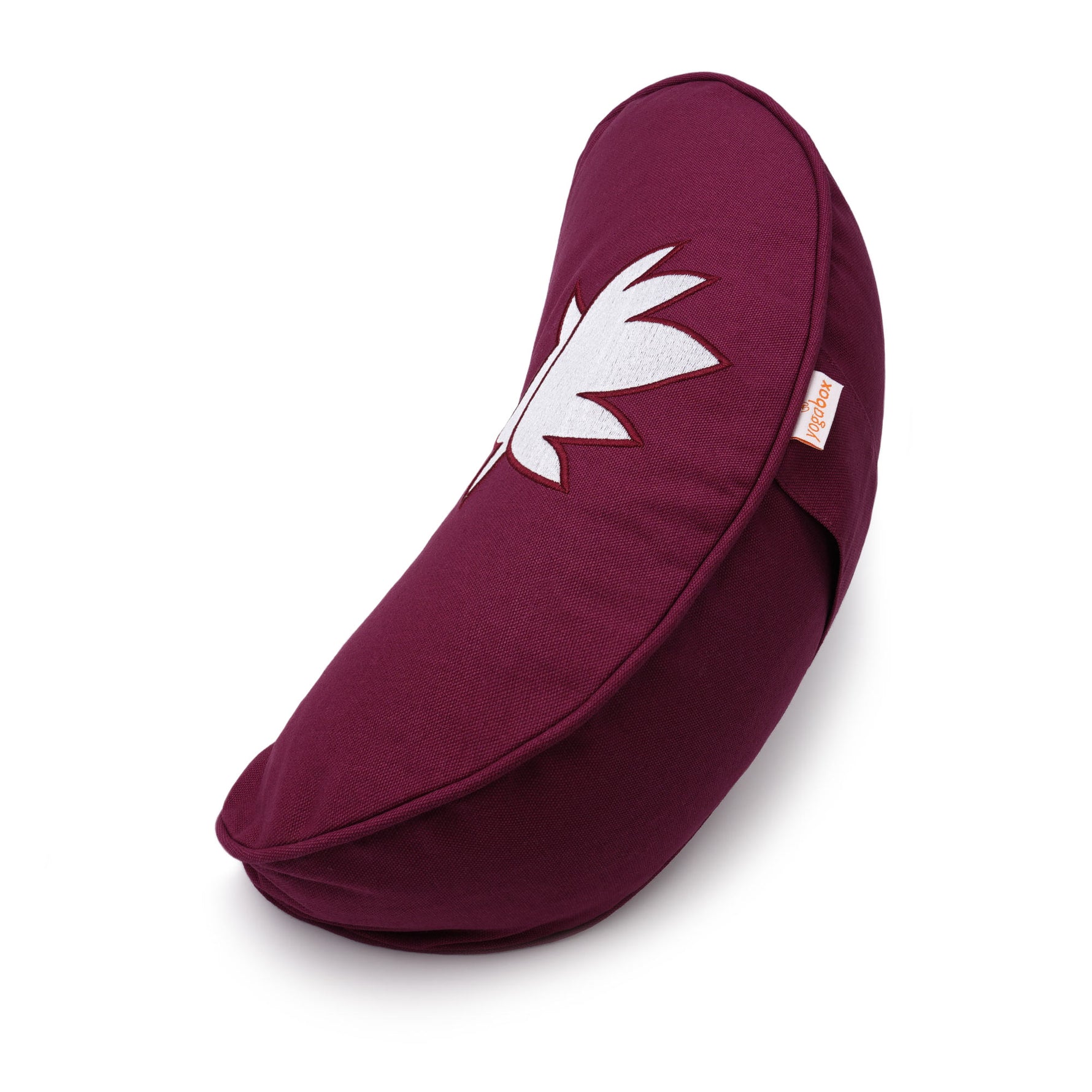 Yogakissen Halbmond BASIC Lotus Stick weiß aubergine 40 x 17 x 12 cm Buchweizenschalen