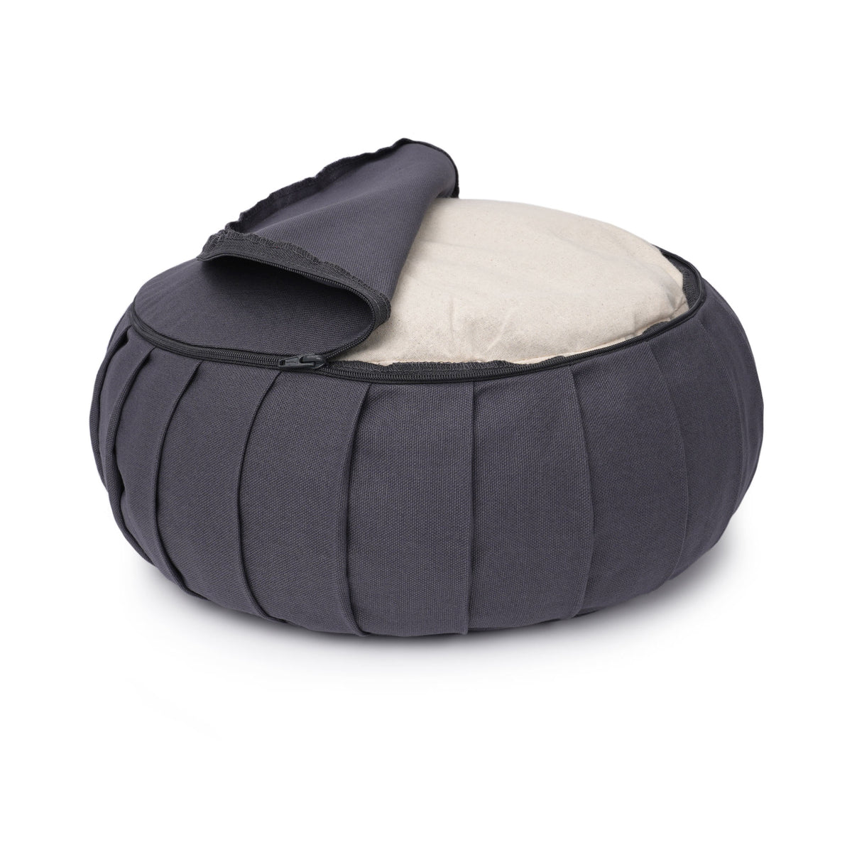 Meditationskissen / Yogakissen Zafu BASIC mit ZIP grau 31 x 31 x 15 cm Buchweizenschalen