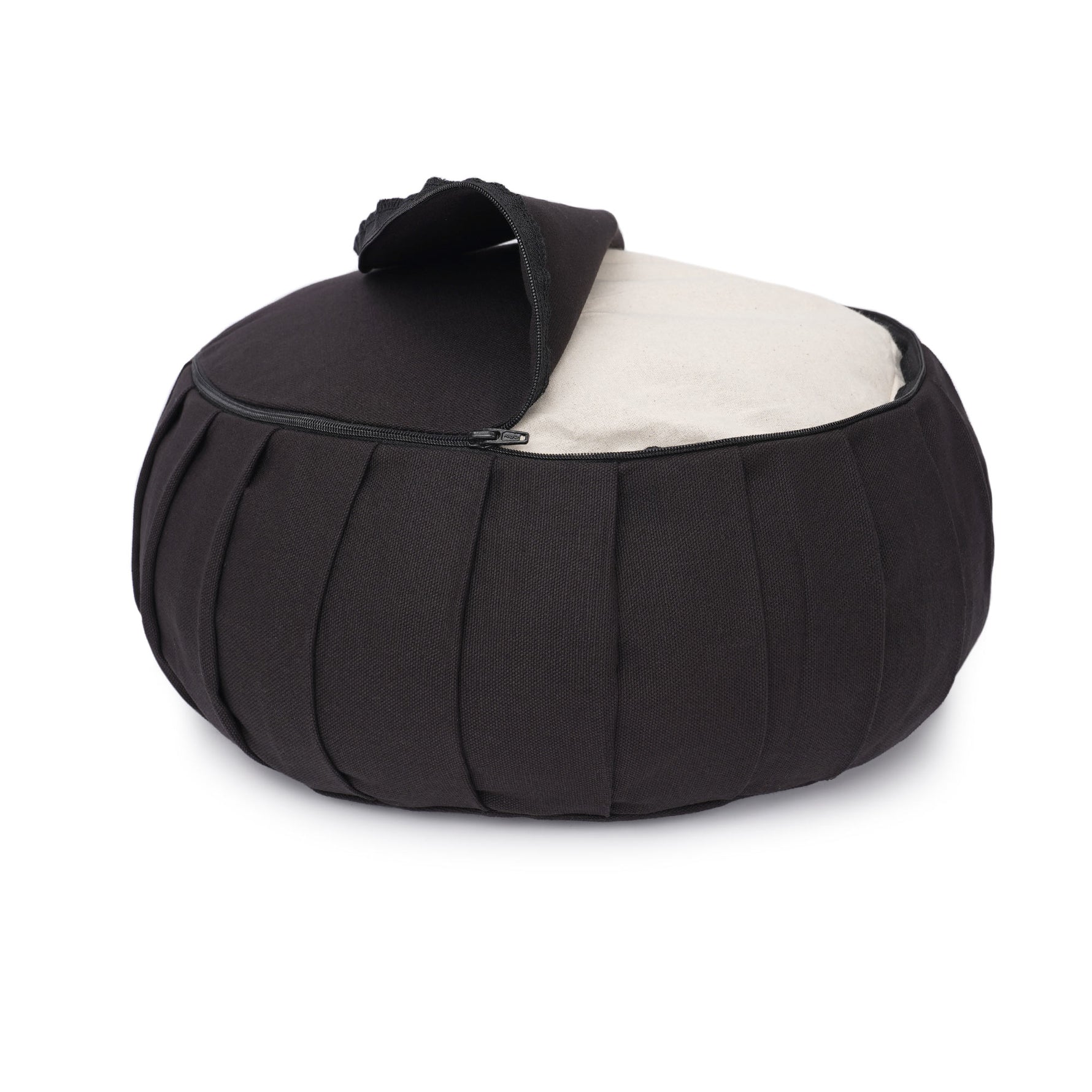 Meditationskissen / Yogakissen Zafu BASIC mit ZIP schwarz 31 x 31 x 15 cm Buchweizenschalen