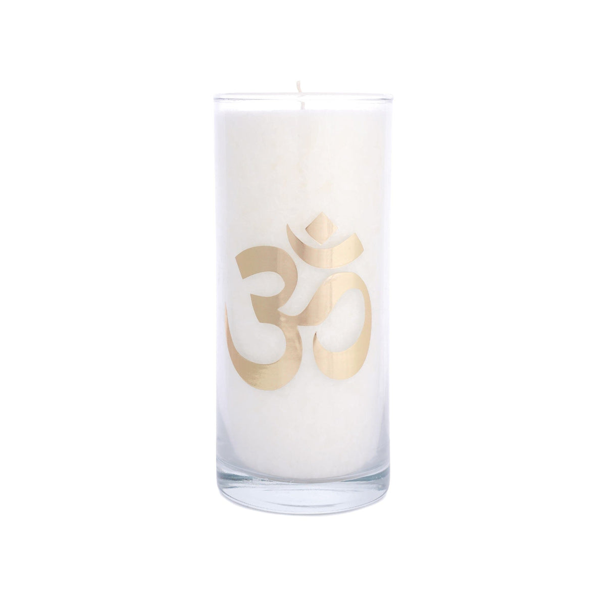 MAGISCHE KERZE Weiß mit dem goldenen Etiket weiß 14 x 6,5 cm Om