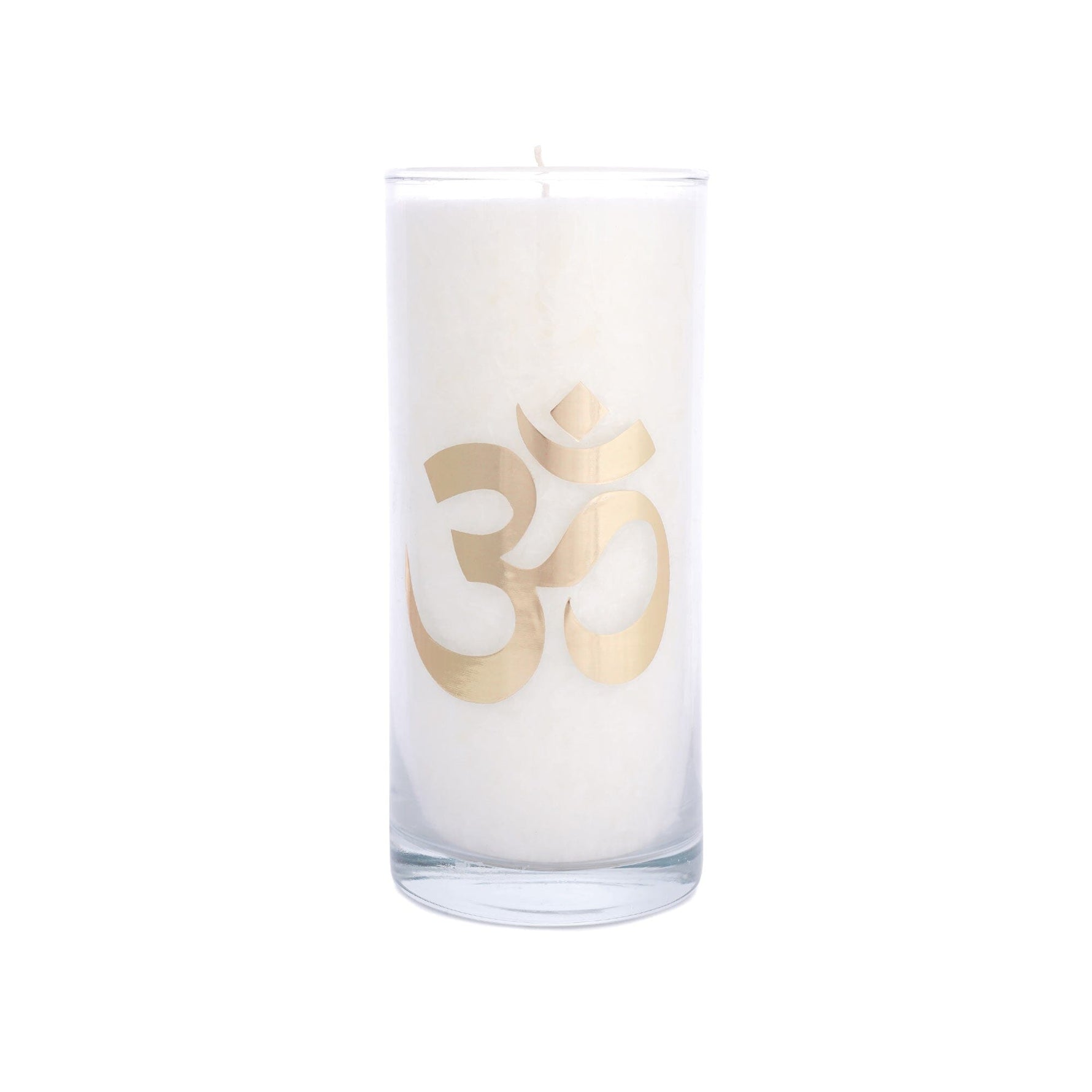 MAGISCHE KERZE Weiß mit dem goldenen Etiket weiß 14 x 6,5 cm Om