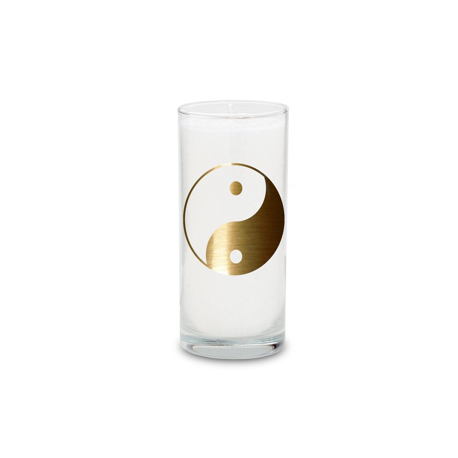 MAGISCHE KERZE Weiß mit dem goldenen Etiket weiß 14 x 6,5 cm Ying & Yang