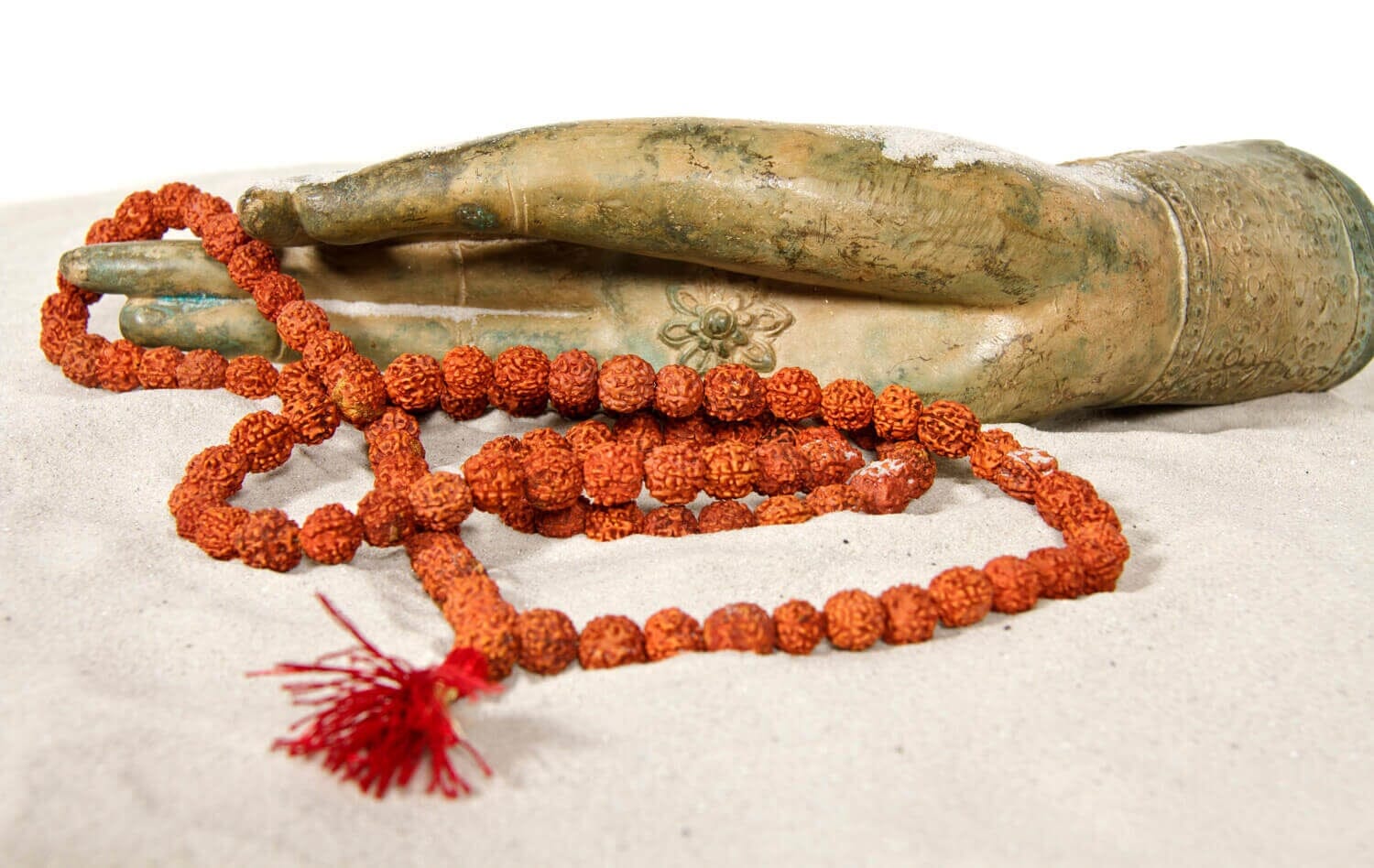 Mala Rudraksha roter quaste 108 Perlen, 10 mm 