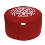 Meditationskissen Glückssitz® 8 Glückverheißende Symbole bordeaux Buchweizenschalen 33 x 33 x 15 cm