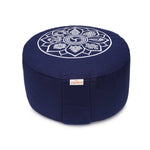 Meditationskissen Glückssitz® 8 Glückverheißende Symbole dunkelblau Buchweizenschalen 33 x 33 x 15 cm