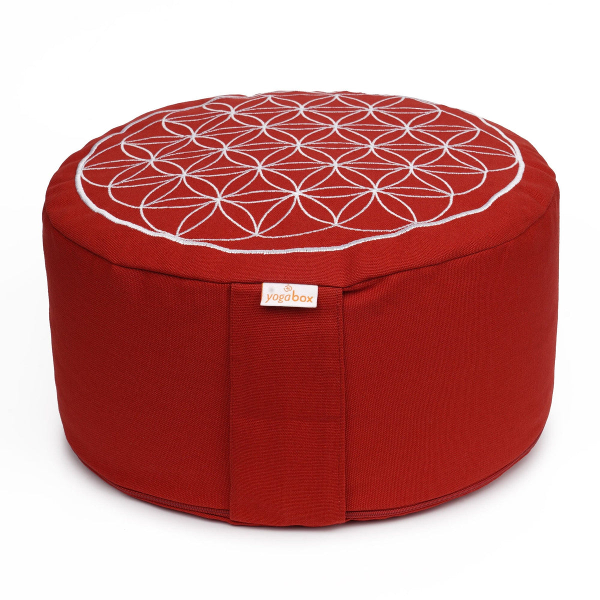 Meditationskissen Glückssitz® Blume des Lebens bordeaux Buchweizenschalen 33 x 33 x 15 cm