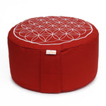 Meditationskissen Glückssitz® Blume des Lebens bordeaux Buchweizenschalen 33 x 33 x 15 cm