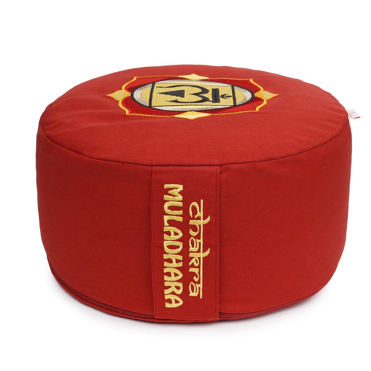 Meditationskissen Glückssitz® Chakra bordeaux / Symbol: Chakra Wurzel-Chakra (Muladhara) Buchweizenschalen 33 x 33 x 15 cm