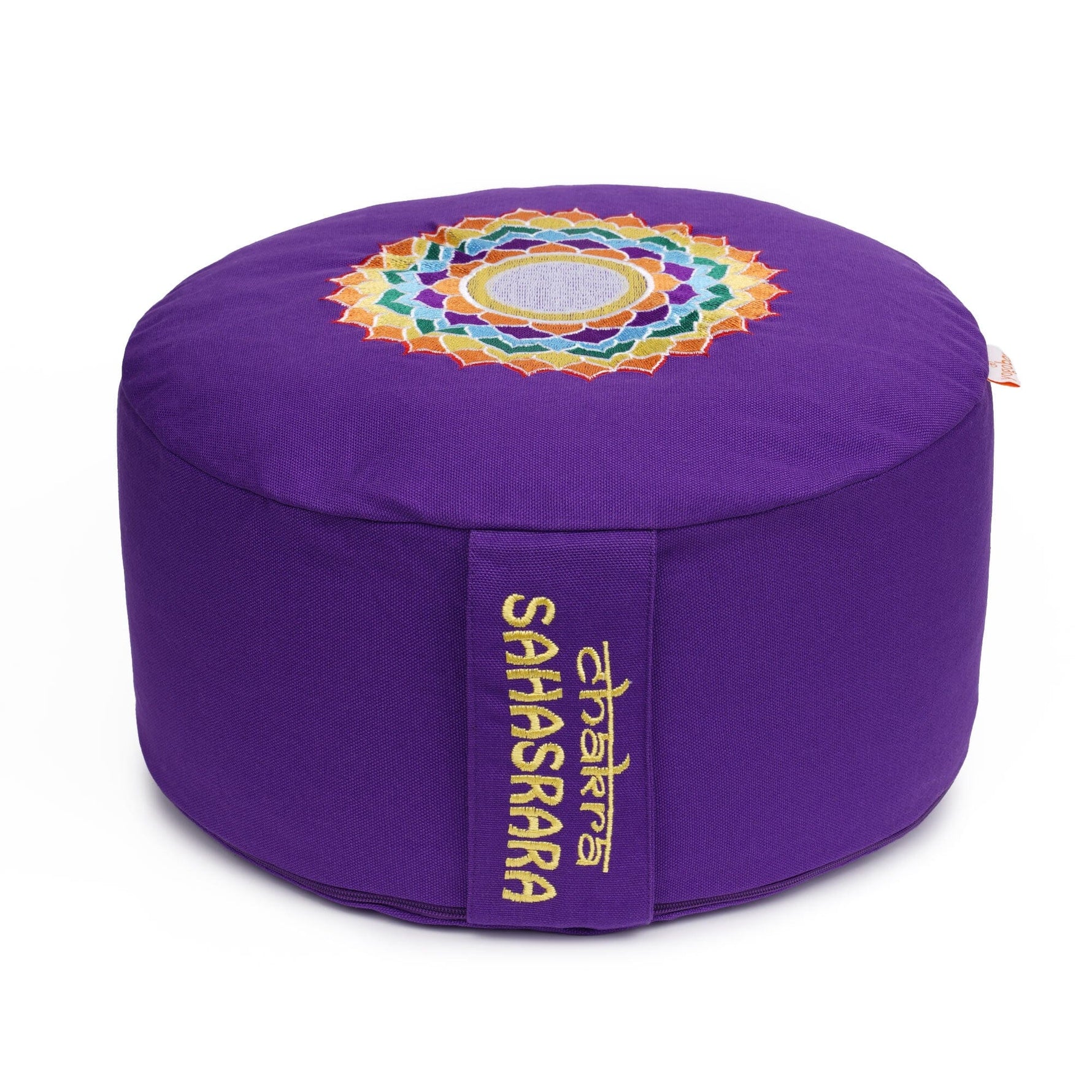 Meditationskissen Glückssitz® Chakra lila / Symbol: Chakra Kronen-Chakra (Sahasrara) Buchweizenschalen 33 x 33 x 15 cm