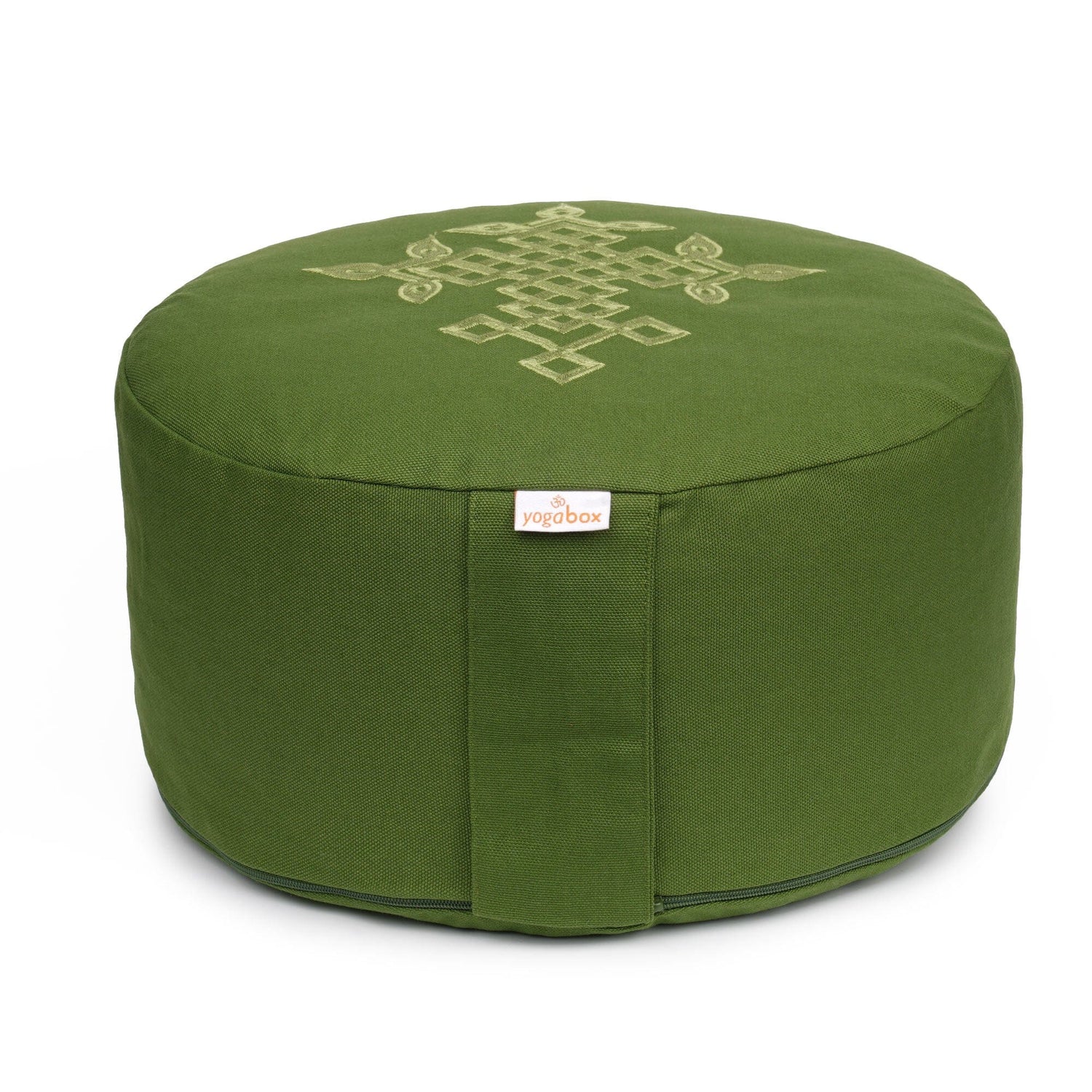 Meditationskissen Glückssitz® keltischer Baum des Lebens olive Buchweizenschalen 33 x 33 x 15 cm