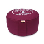 Meditationskissen Glückssitz® Lebensbaum aubergine Buchweizenschalen 33 x 33 x 15 cm