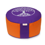 Meditationskissen Glückssitz® Lebensbaum lila / orange Buchweizenschalen 33 x 33 x 15 cm