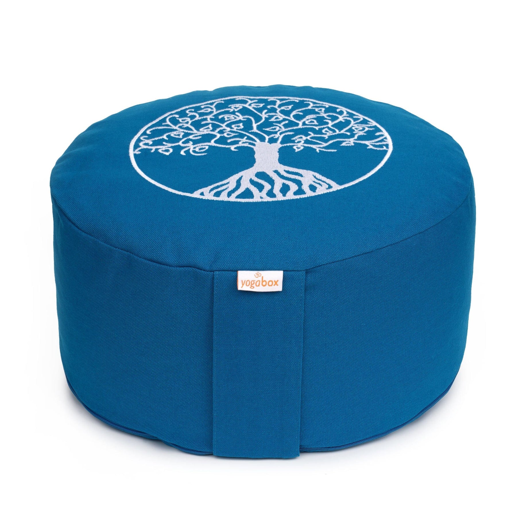 Meditationskissen Glückssitz® Lebensbaum petrol Buchweizenschalen 33 x 33 x 15 cm