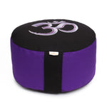Meditationskissen Glückssitz® mit O M - Symbol violett/schwarz Buchweizenschalen 33 x 33 x 15 cm
