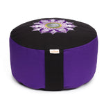 Meditationskissen Glückssitz® Lotus Stick lila / schwarz - YOVANA GmbH • yogabox.de