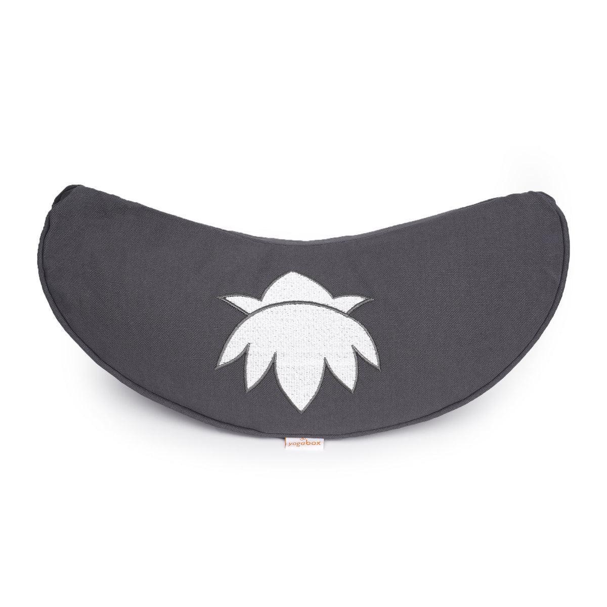 Yogakissen Halbmond BASIC Lotus Stick weiß grau 40 x 17 x 12 cm Buchweizenschalen