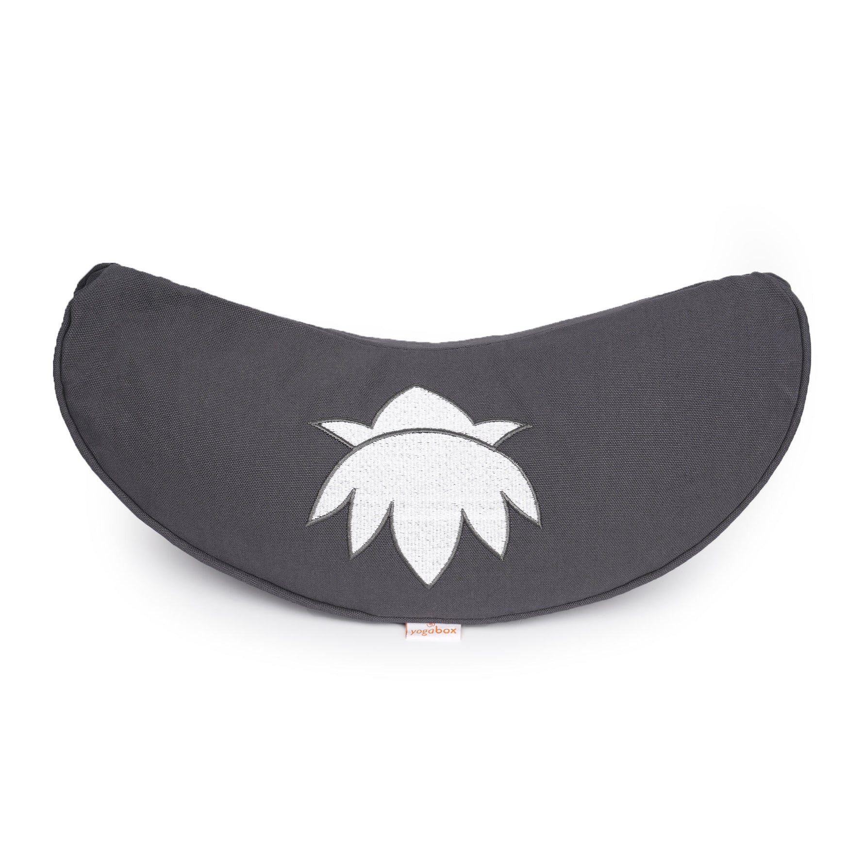 Yogakissen Halbmond BASIC Lotus Stick weiß grau 40 x 17 x 12 cm Buchweizenschalen