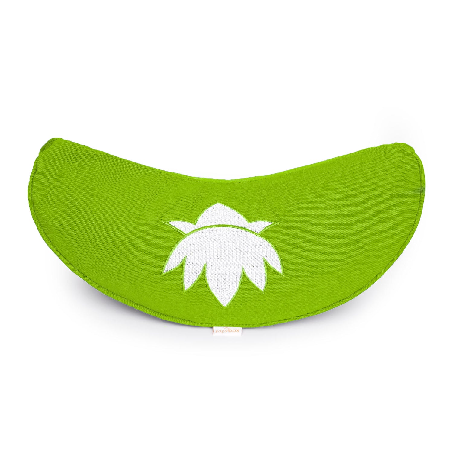 Yogakissen Halbmond BASIC Lotus Stick weiß apfelgrün 40 x 17 x 12 cm Buchweizenschalen