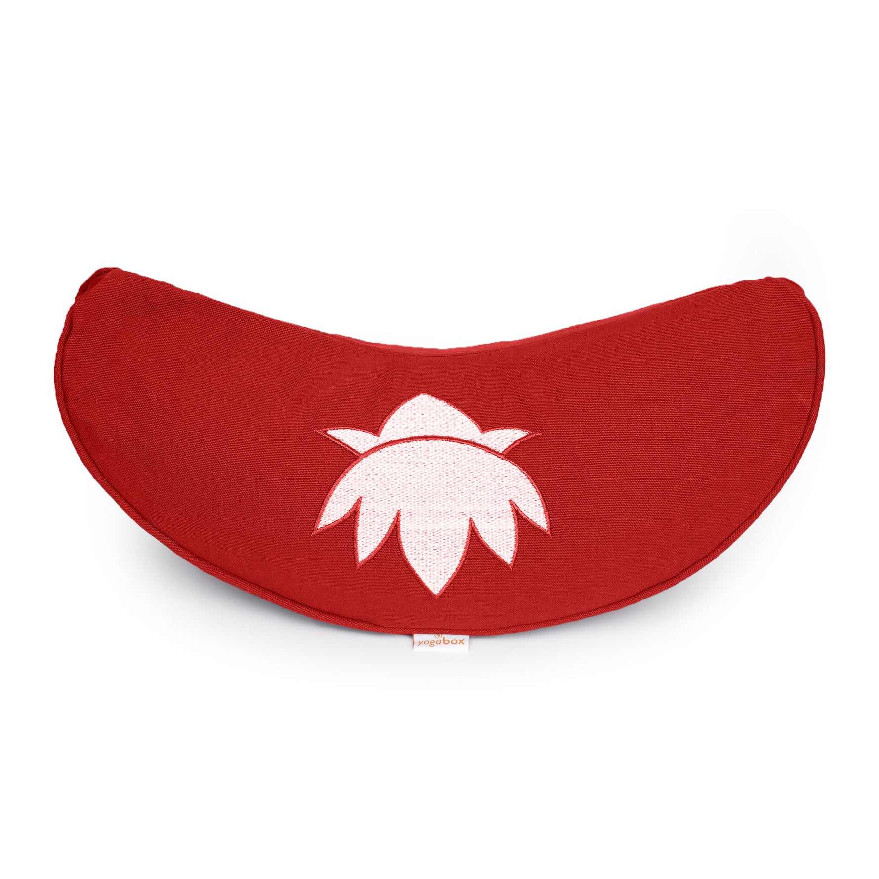 Yogakissen Halbmond BASIC Lotus Stick weiß rot 40 x 17 x 12 cm Buchweizenschalen