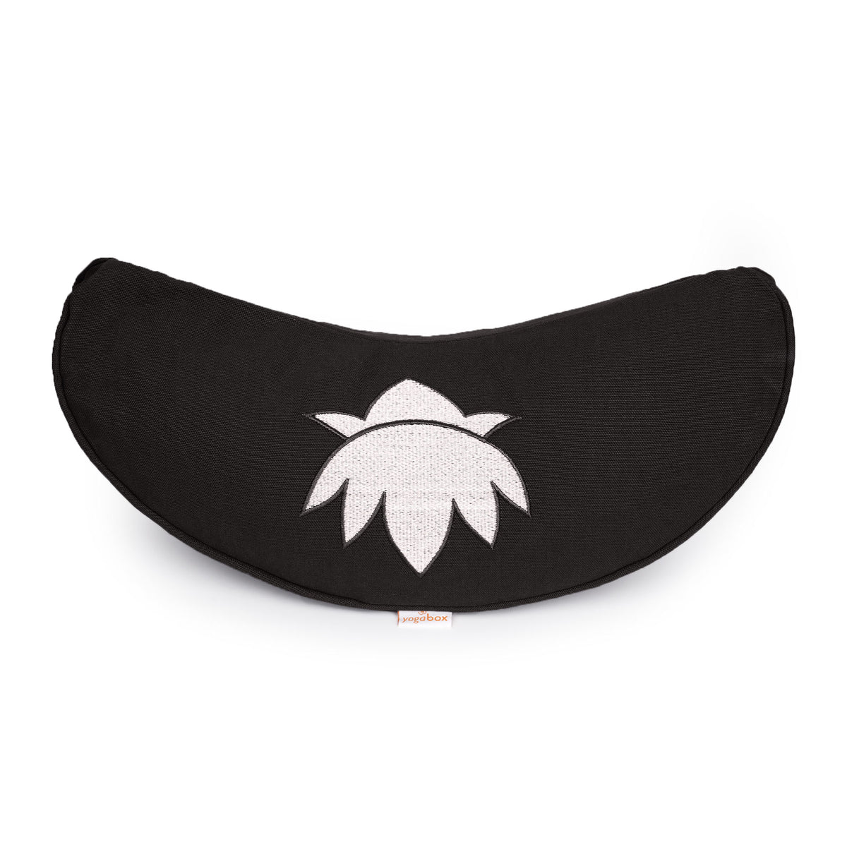 Yogakissen Halbmond BASIC Lotus Stick weiß schwarz 40 x 17 x 12 cm Buchweizenschalen