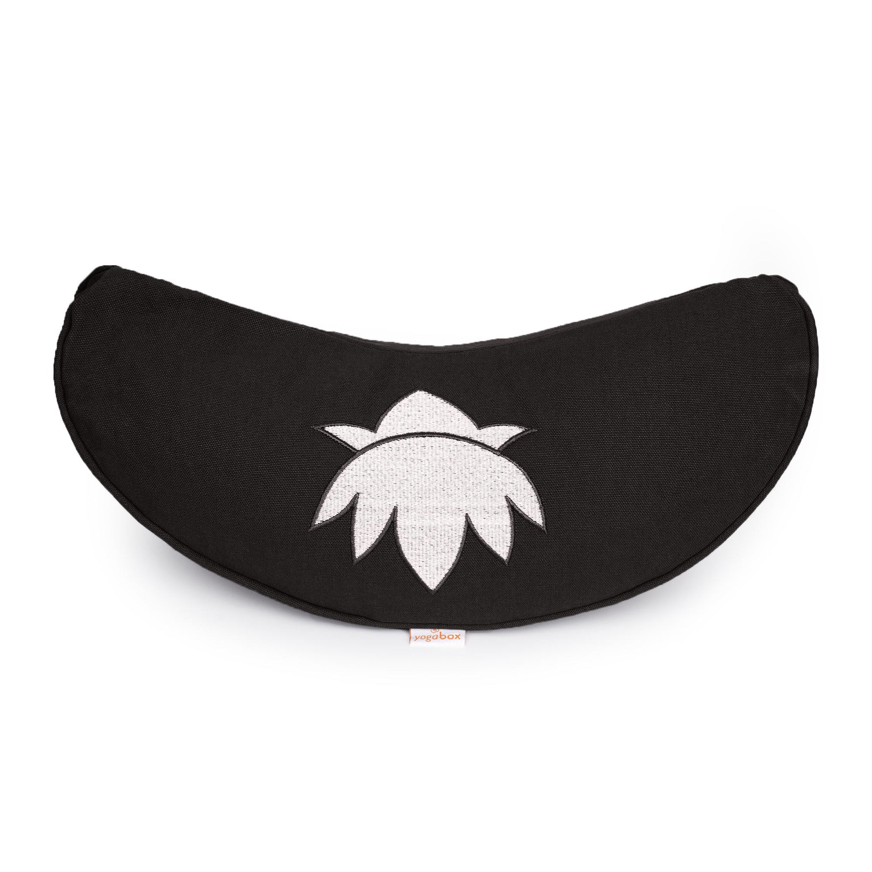 Yogakissen Halbmond BASIC Lotus Stick weiß schwarz 40 x 17 x 12 cm Buchweizenschalen
