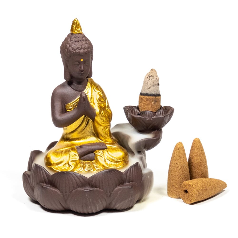 Rückfluss Weihrauchbrenner Wasserfall 12 x 10 x 10 cm Buddha 