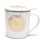 Set Teetasse 0,4 L Mandala Weiß / Gold 
