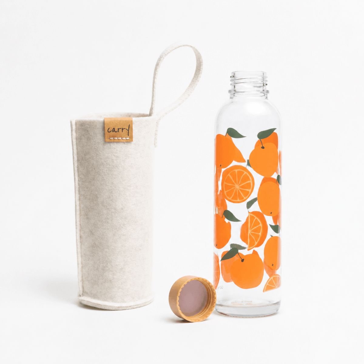 Sommer Set CARRY Glastrinkflasche Juicy oranges + Sleeve - yogabox
