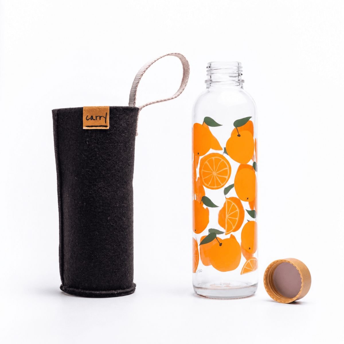Sommer Set CARRY Glastrinkflasche Juicy oranges + Sleeve - yogabox