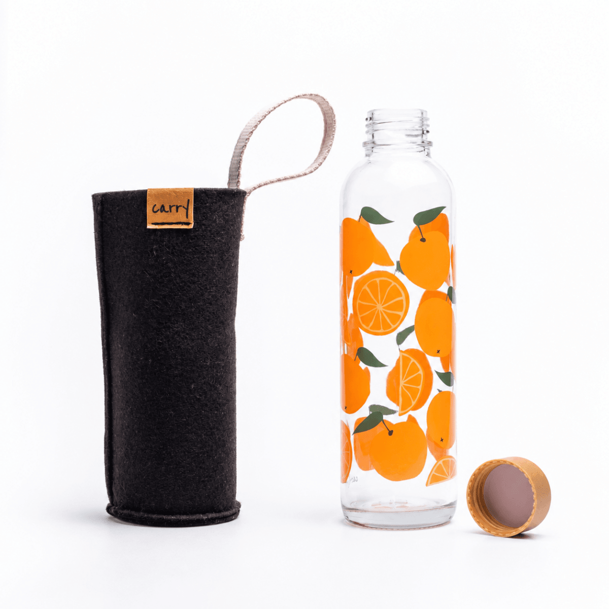 Sommer Set CARRY Glastrinkflasche Juicy oranges + Sleeve - yogabox