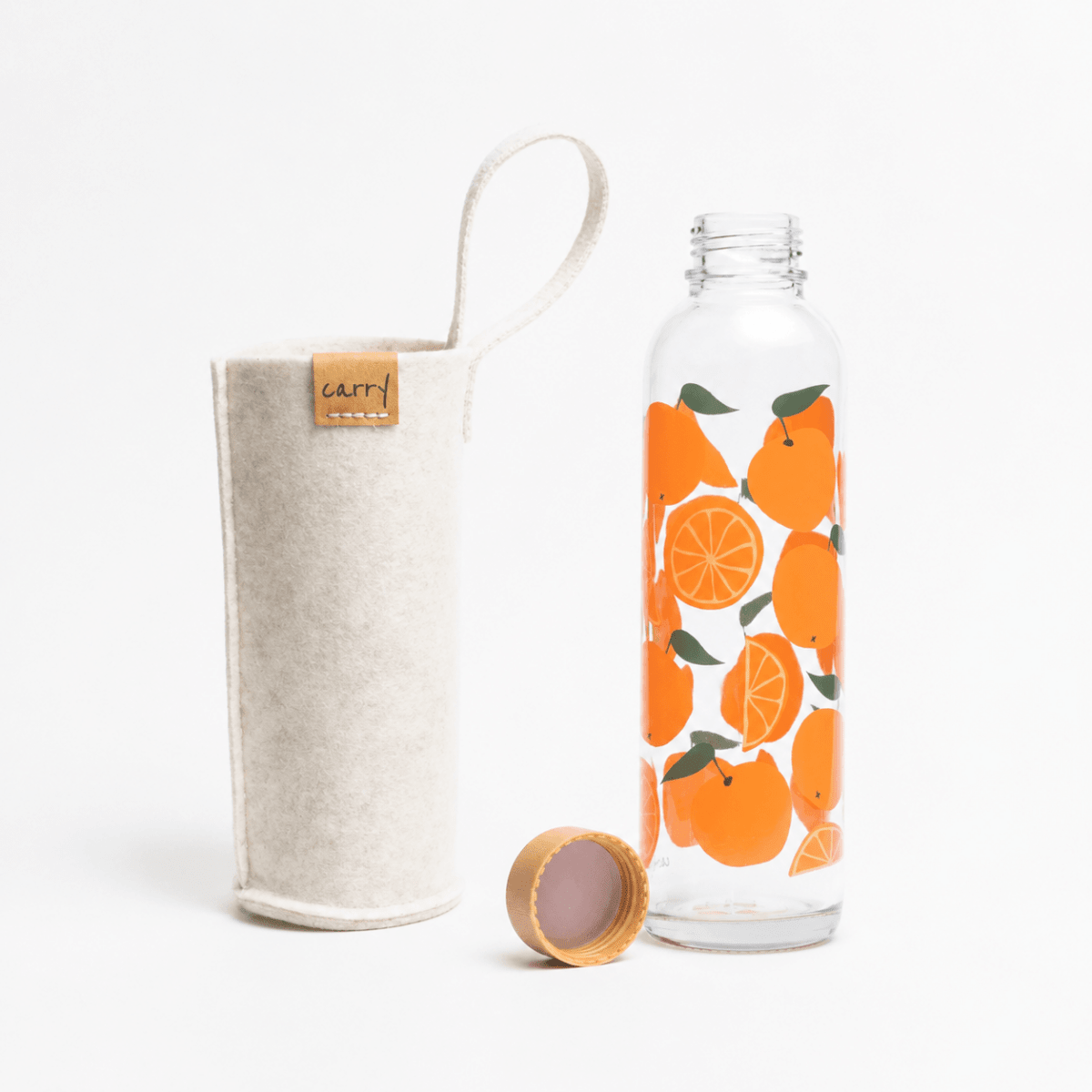 Sommer Set CARRY Glastrinkflasche Juicy oranges + Sleeve - yogabox