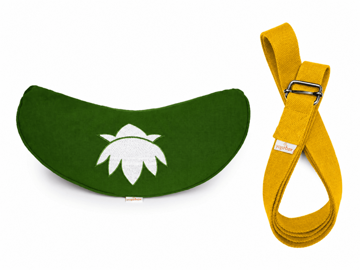 Sommer Yogaset Yogakissen Halbmond + Yogagurt gelb - yogabox
