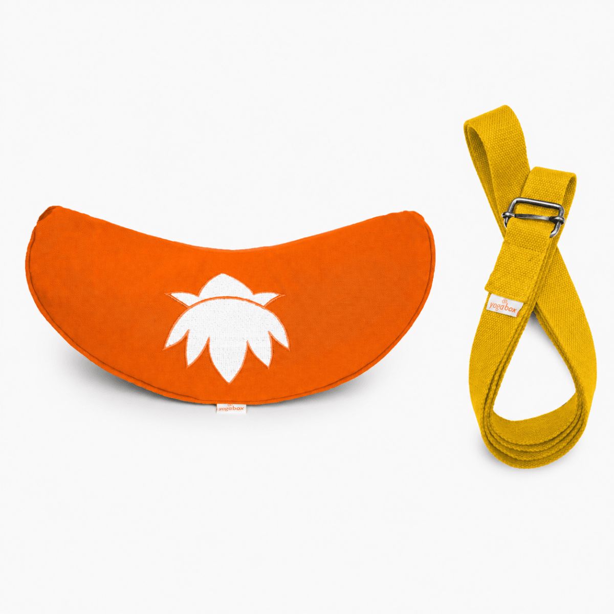 Sommer Yogaset Yogakissen Halbmond + Yogagurt gelb orange 
